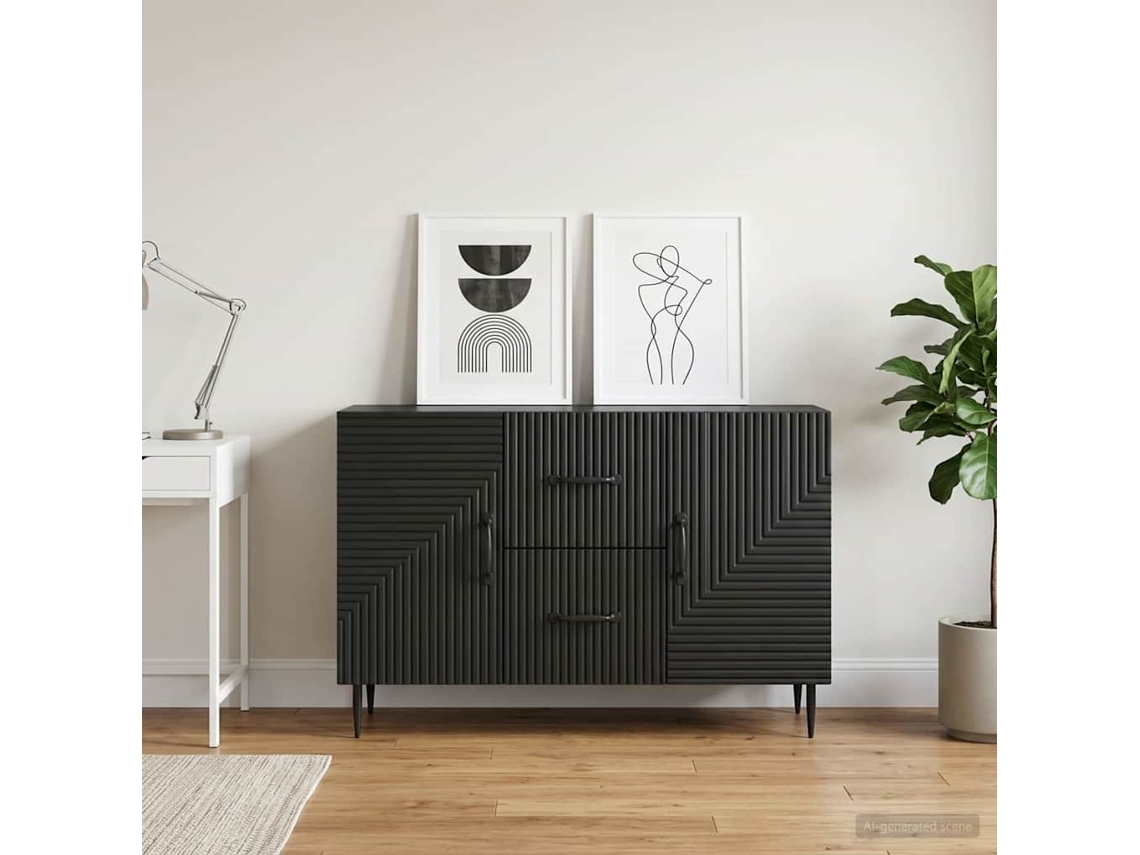 Vidaxl Buffet Com Gaveta Preto 89 X 34,5 X 60 Cm Derivados De Madeira