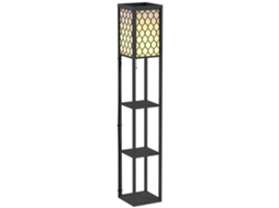 Luminária de Chão com Prateleiras 26lx26lx160hcm 4 Níveis Mdf Preto Padrão Favo de Mel BTFORUS