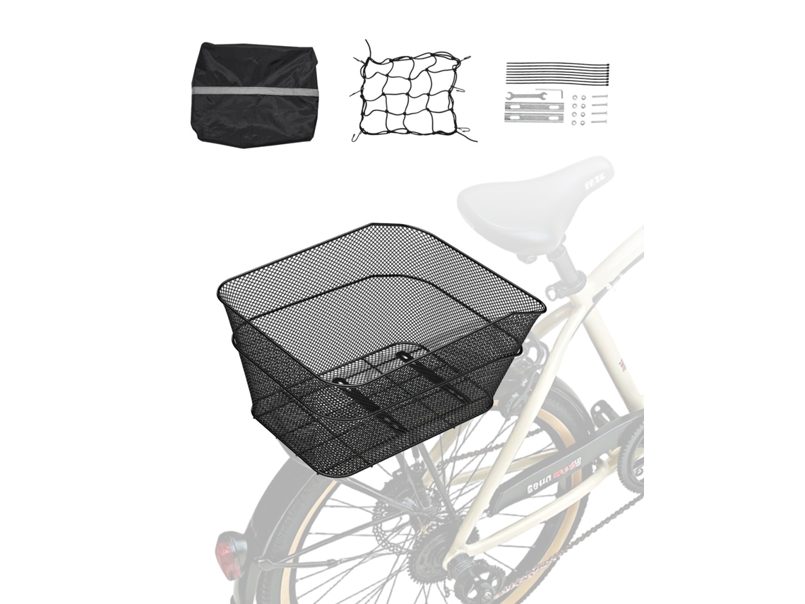 Cesta traseira para bicicleta Vevor, cesta de malha de arame com rede de carga