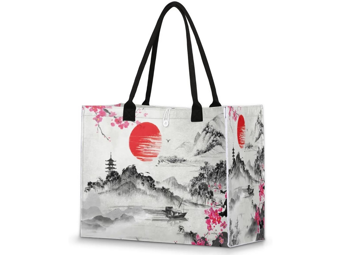 Bolsa Grande Tropicallife com Estampa de Pintura para Mulheres e Meninas (42x17x33 cm)