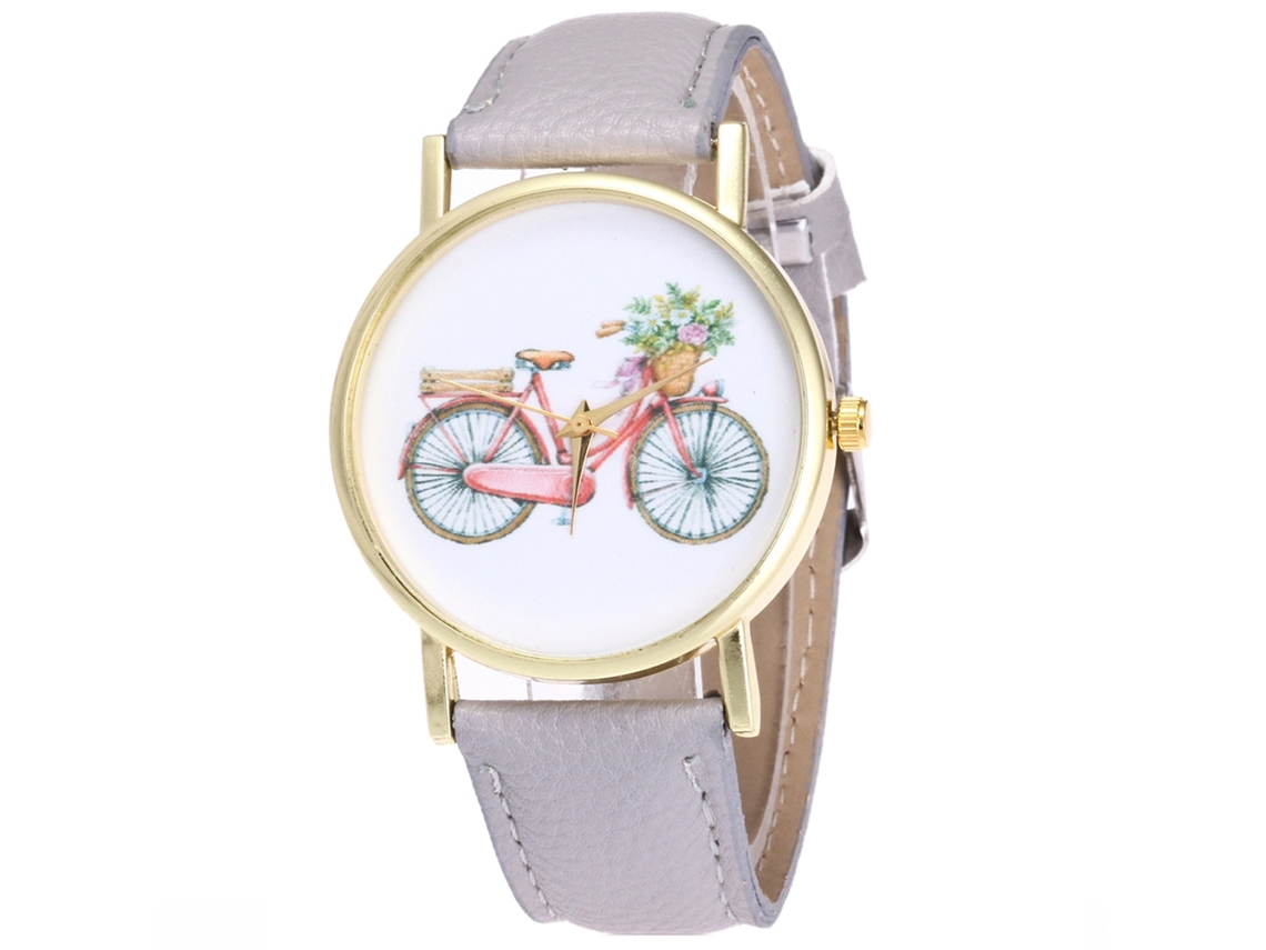 Relógio de casal de quartzo com pulseira de couro PU para homens e mulheres, cinza.