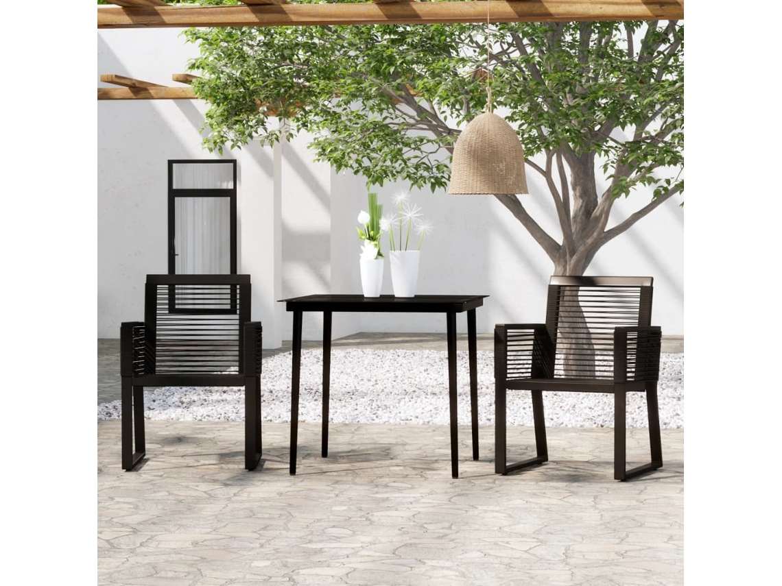 Conjunto 3 Peças De Jantar Para Jardim Preto Dkd Home Decor