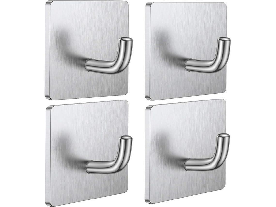 2026 ganchos Adhesivos de Acero Inoxidable Resistente Al Agua para Pared Y Puerta 4 Pack