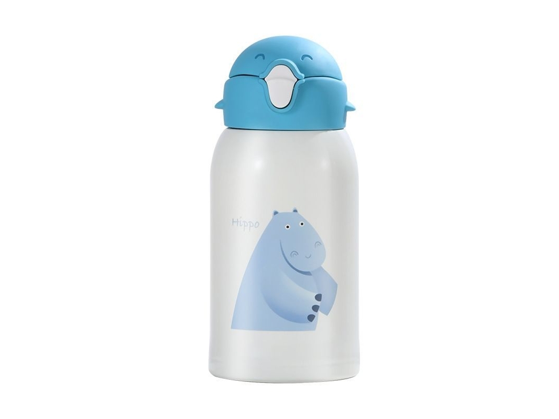Garrafa térmica infantil Nova Line aço inox 550ml com canudo azul | S/MARCA