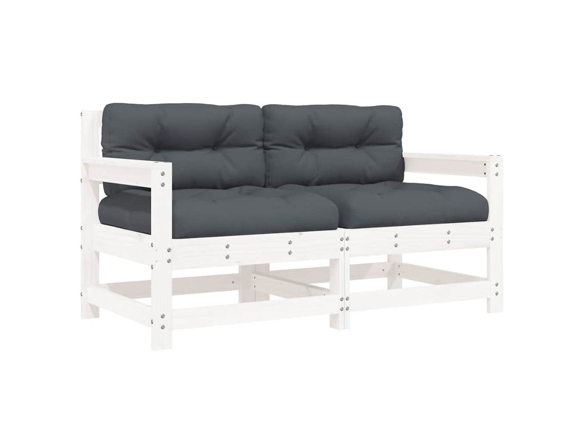 Maison Exclusive - Cadeiras De Jardim C/ Almofadões 2 Pcs Pinho Maciço Branco