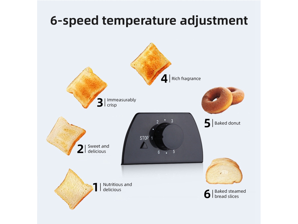 Torradeira 2 Fatias S/MARCA com 6 Configurações de Temperatura