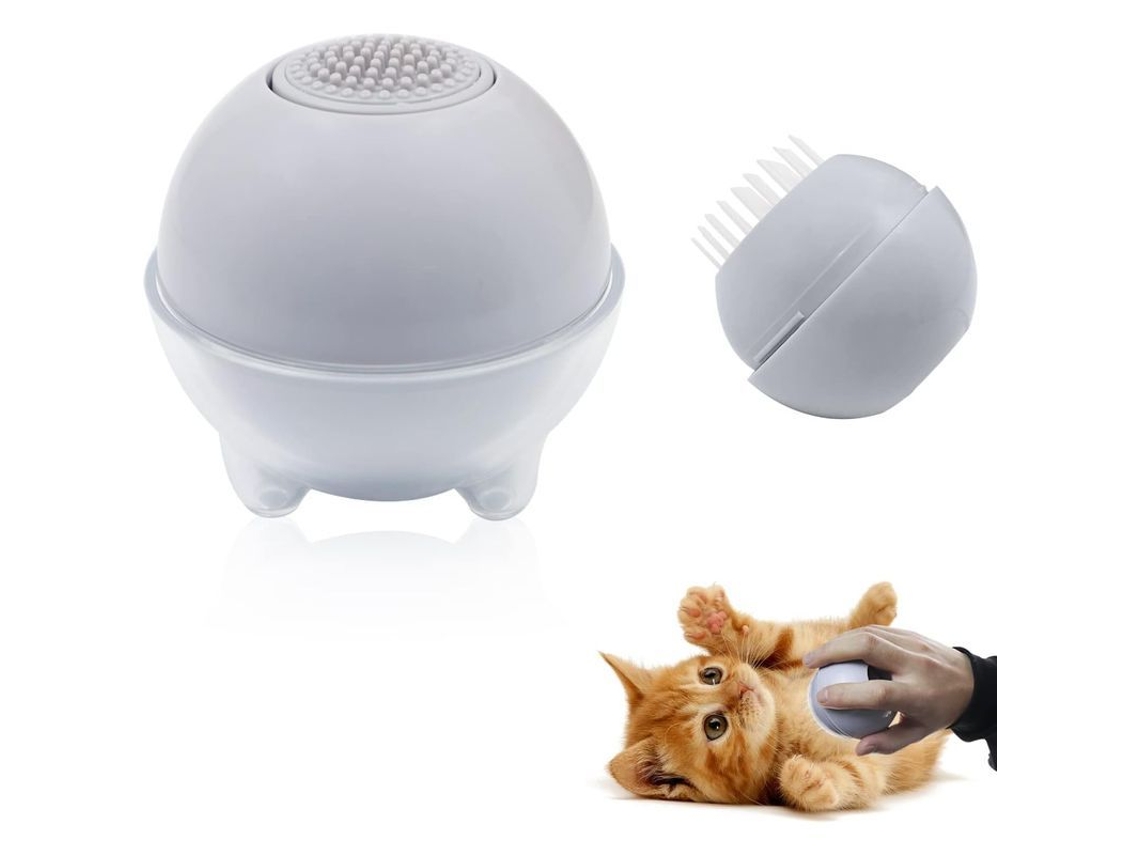 1 Unidade De Escova De Massagem Esférica Para Animais De Estimação 8x8cm, Auto-limpante, Penteia E Limpa Rápido