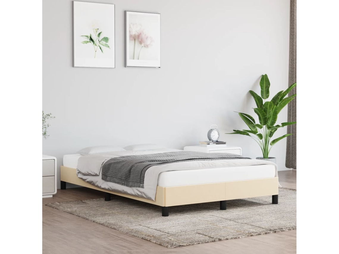 Vidaxl Estrutura De Cama Sem Colchão 120x200 Cm Tecido Cor Creme