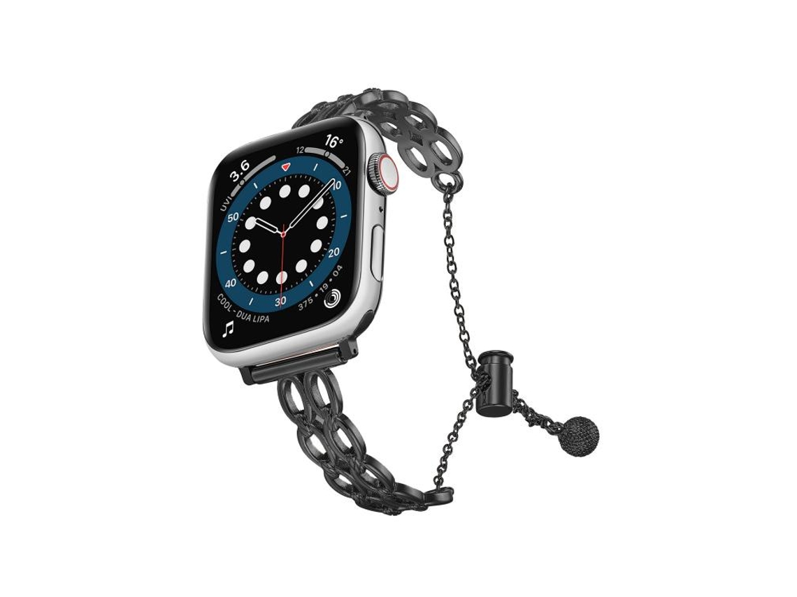 Bracelete para Apple Watch 46/49/45/44mm Liga de Zinco com Corrente Dupla Preto XIAOMOYU