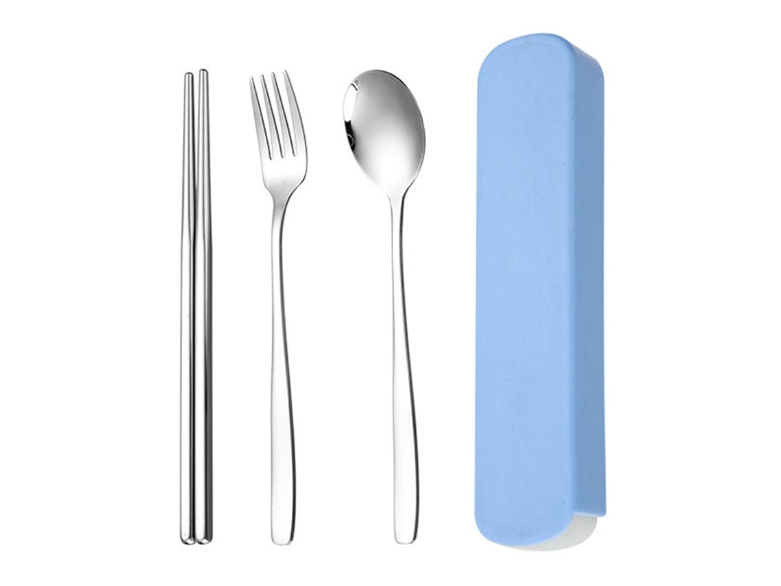 Tríplice Kit / Organizador Fofo Inox Portátil Prata / Azul