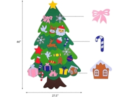 Conjunto De Rvore De Natal De Feltro Para Montar, 1,13 M, Com 25 Enfeites Para Crianas, Presente De Natal, Novidade Hengjian
