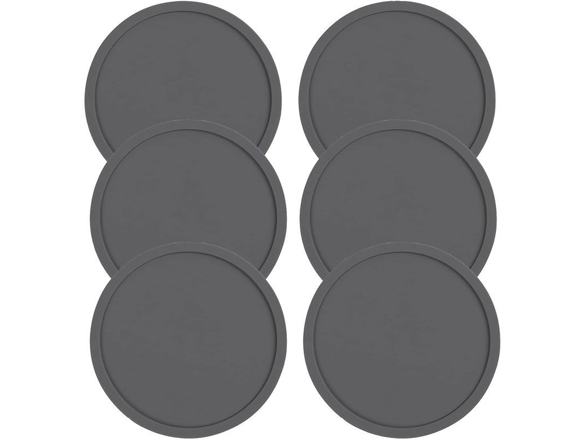 6 posavasos de silicone Nova Line com suporte, cinza, anti deslizante, para festas, casa, escritório 2025 S/MARCA