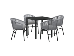Conjunto 5 De Jantar De Jardim Vidaxl Cinza Rattan Pe