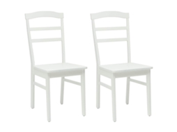 Vidaxl Cadeira De Jantar 2 Pcs Branco Madeira De Borracha Sólida