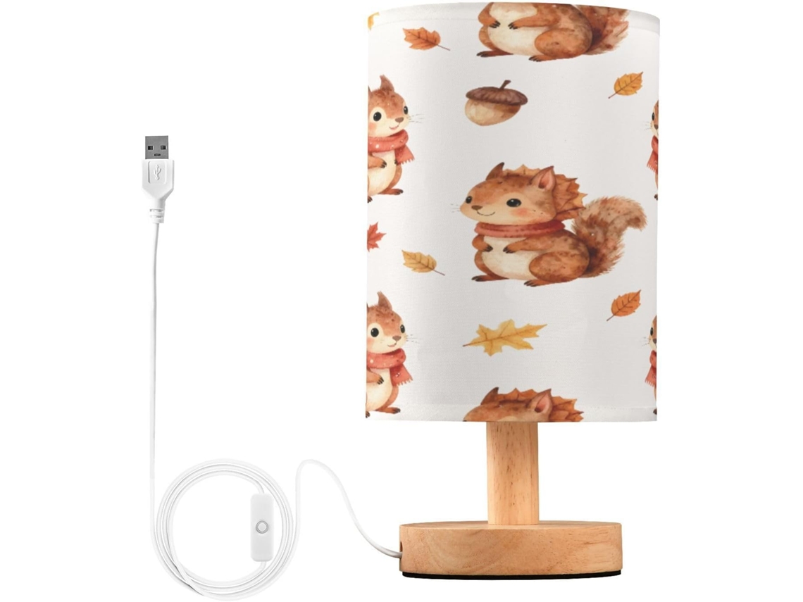 Abajur De Cabeceira Em Formato Esquilo Para Quarto, Abajur De Cabeceira Led, Luminária De Leitura Com Portas Usb E