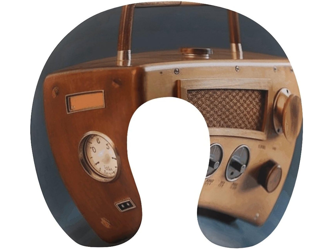 Almofada de Viagem Madeira com Rádio em Formato U Espuma Conforto Zíper Viagens | S/MARCA