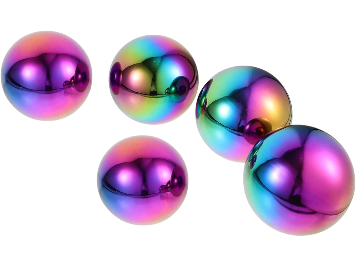 Conjunto De 5 Bolas De Jardim Em Aço Inoxidável, Polidas Com Efeito Espelhado, Ocas E Refletoras, Pa