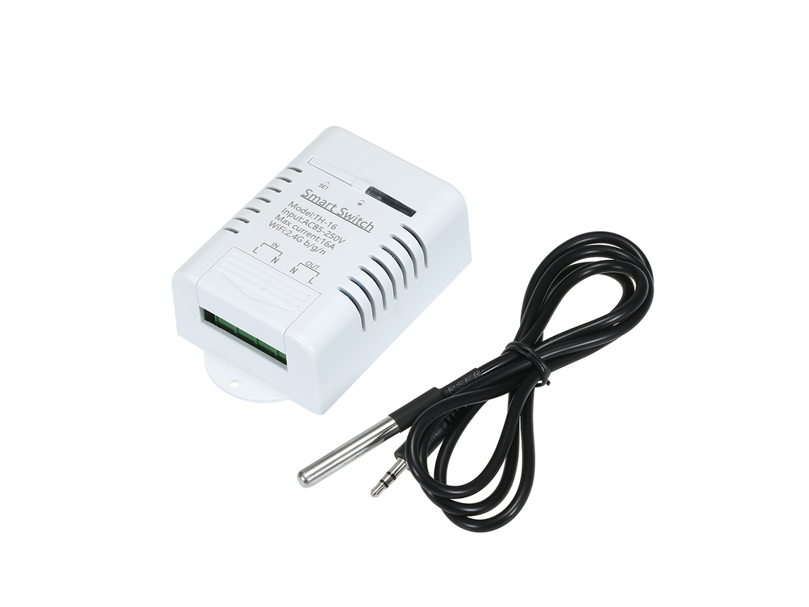 Interruptor de temperatura inteligente Ewelink Wifi (16A, potência de 3000W, com função de monitoramento de temperatura)