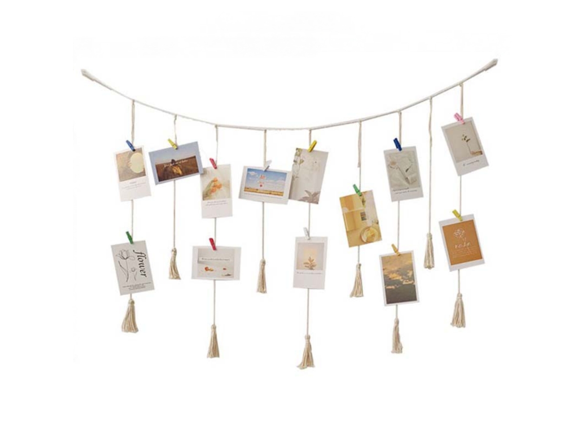 Expositor De Fotos Parede, Moldura Para Colagem Decoração Parede Boho, Porta-retratos Com 20 Prendedores Madeira, Rústica Campest -aquaforge