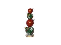 Figura de Resina com Led e Bolas Vermelhas, 35x35x108,5cm ALEXANDRA HOUSE LIVING