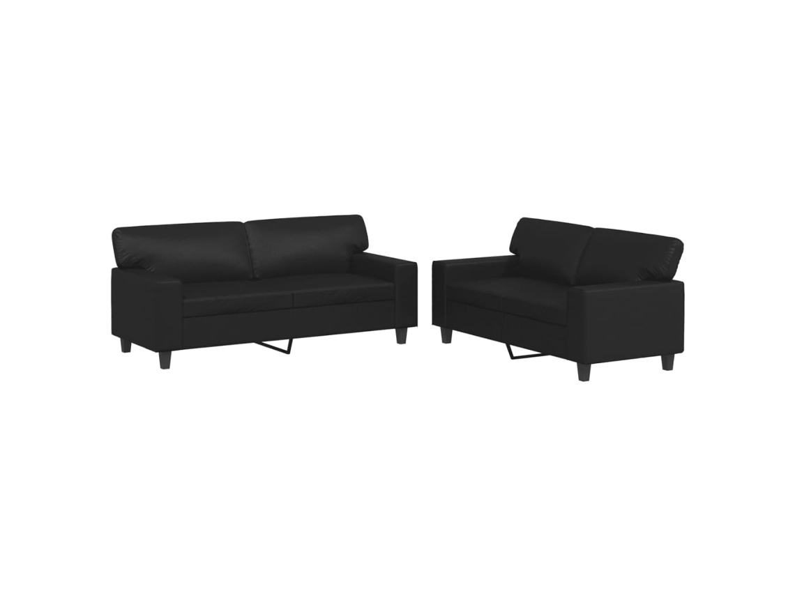 2 Pcs Conjunto de Sofás Couro Artificial Preto MAISON EXCLUSIVE