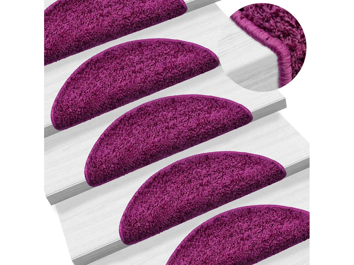 Vidaxl Tapetes De Escada 10 Peças 56x17x3 Cm Violeta Semicircular