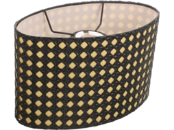 Luminária de Mesa e de Chão Oval Vazada em Metal, com Design Esculpido e Detalhes em Amarelo, Fácil de Instalar. SFUSHOS