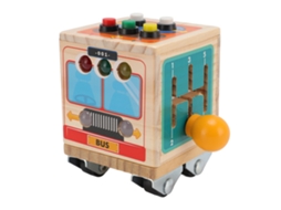 Ats cubo de Actividad de Madera Con Interruptor Electrónico Simulación Forma de Autobús Juguete Sensorial Educatsivo para Bebés