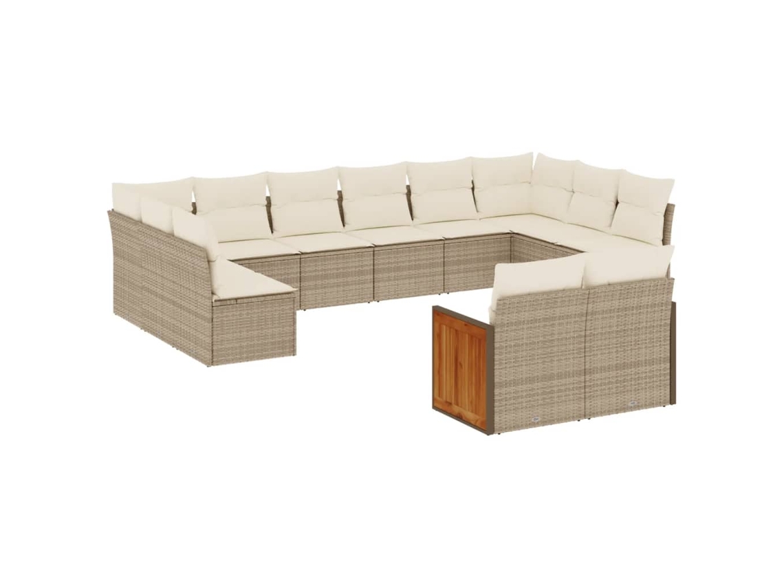Conjunto de 12 Sofás para Jardim com Almofadões Vime Pe Bege MAISON EXCLUSIVE