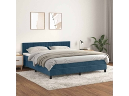 Vidaxl Cama Com Molas/colchão 180x200 Cm Veludo Azul-escuro