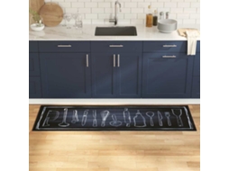 Vidaxl Tapete De Cozinha Preto 180 X 60 Cm Veludo
