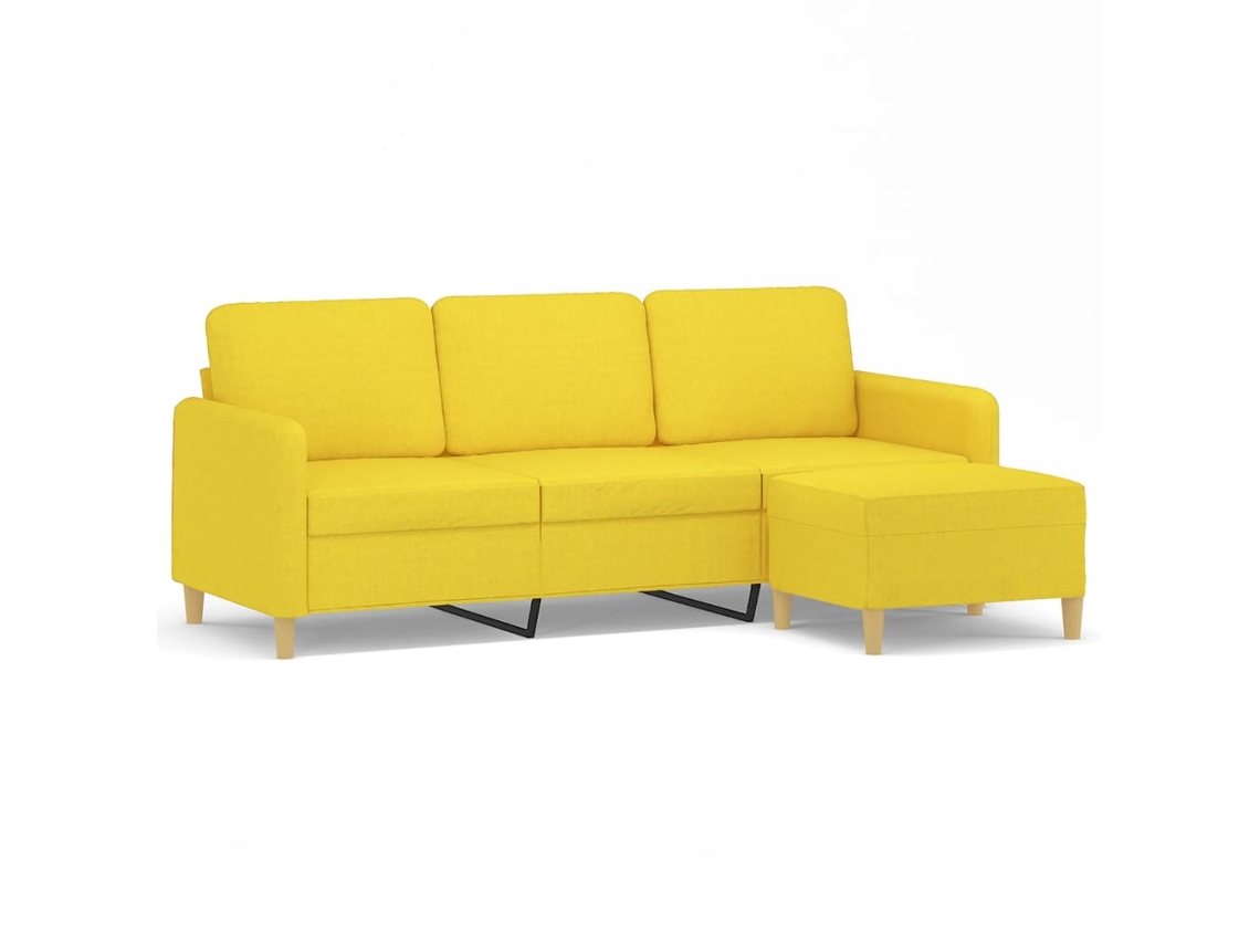 Maison Exclusive - Sofá De 3 Lugares Com Apoio De Pés 180 Cm Tecido Amarelo-claro