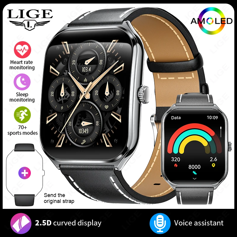 Smartwatch Novo com Chamadas Bluetooth e Atividades (cinza)
