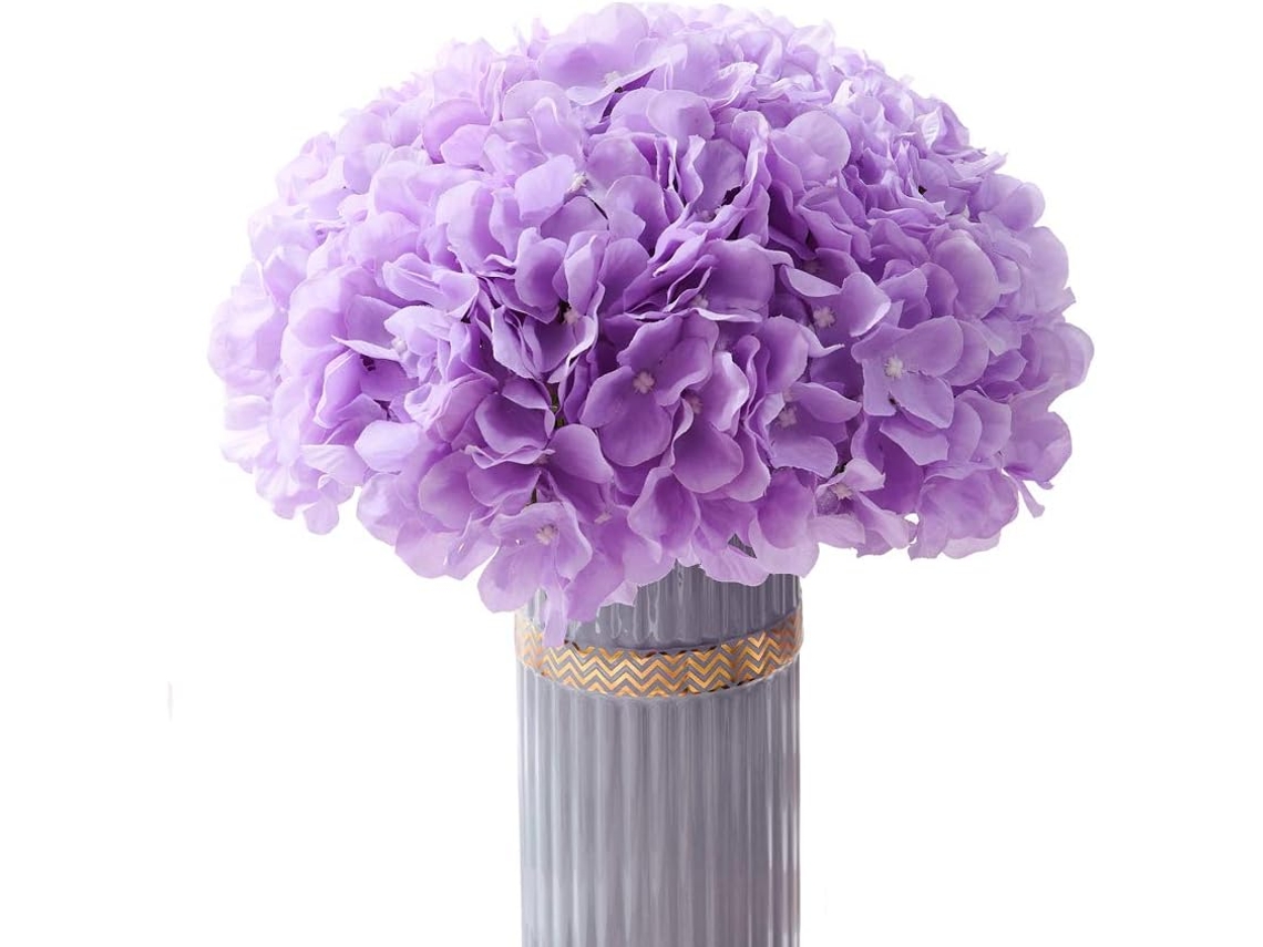 Flores Artificiais de Hortênsia Roxa, Pacote com 10 Unidades, para Casamentos, Festas e Buquês de Noiva. AQUAFORGE