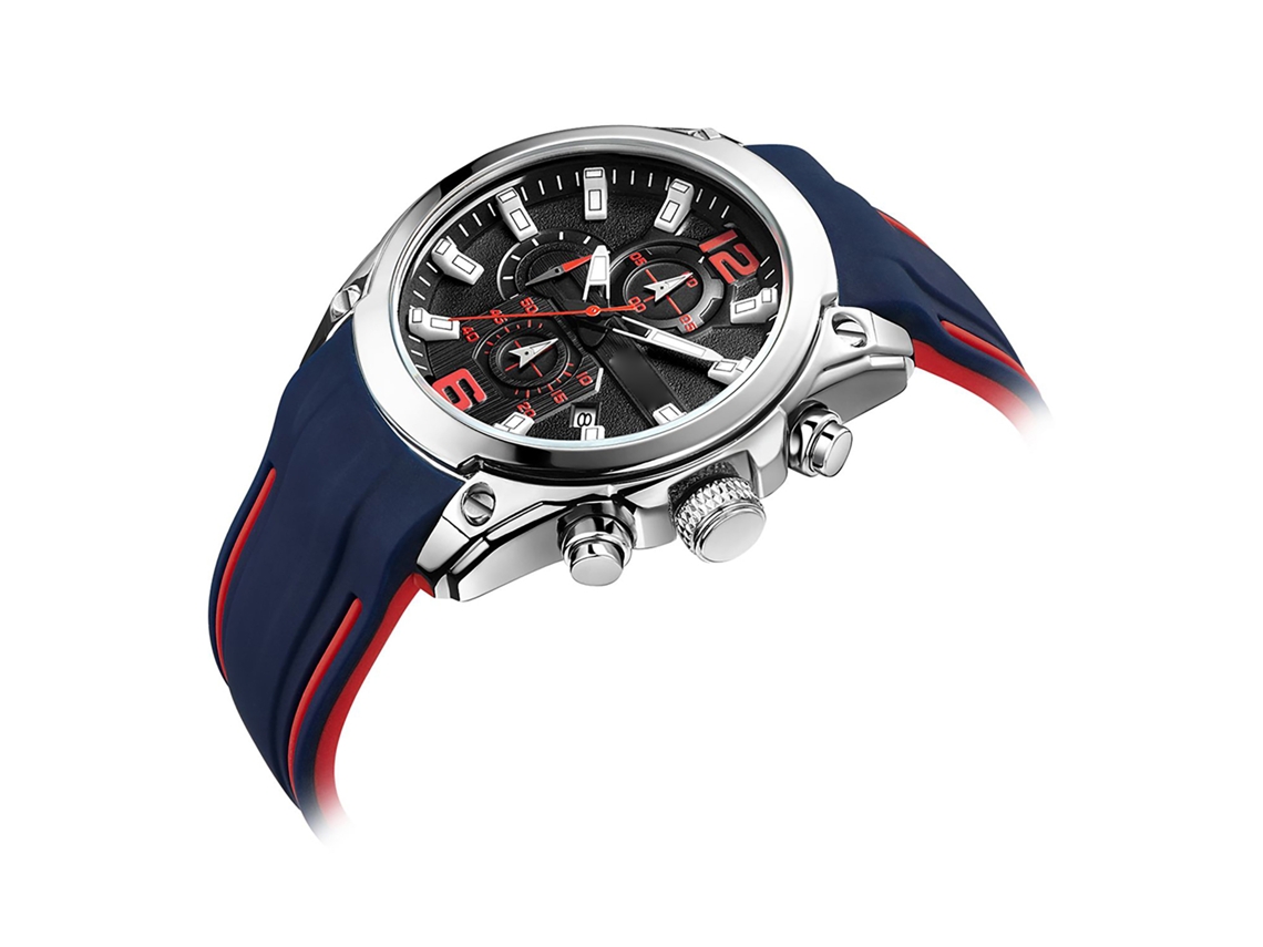 Reloj Deportivo Hombre Megir 2063 Cronógrafo Luminoso 3atm Silicona Calendario Día Fecha
