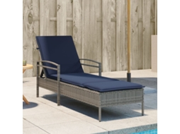 Vidaxl Espreguiçadeira Com Almofada Cinza 63x200x81 Cm Vime Sintético (apenas Eua)