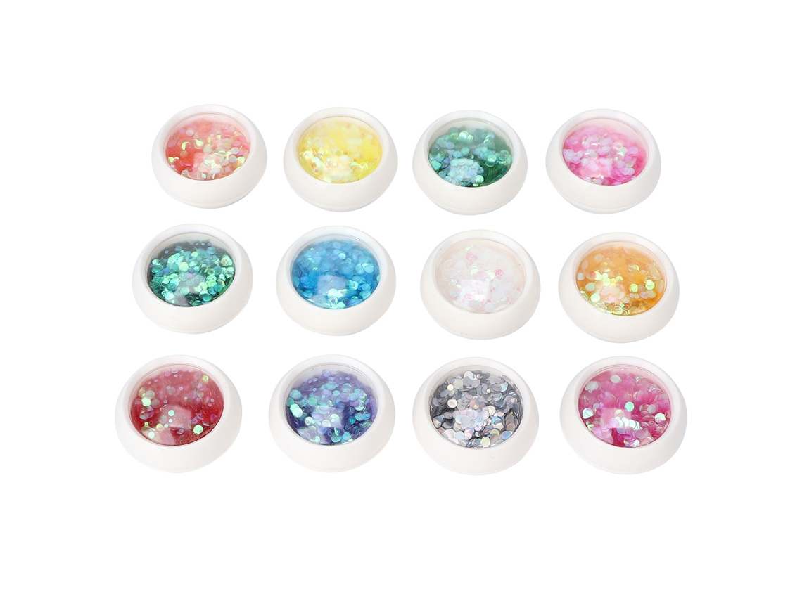 12 Peças Sequências Mistas Para Manicure Decoração De Unhas Arte De Unhas Pó De Glitter Redondo