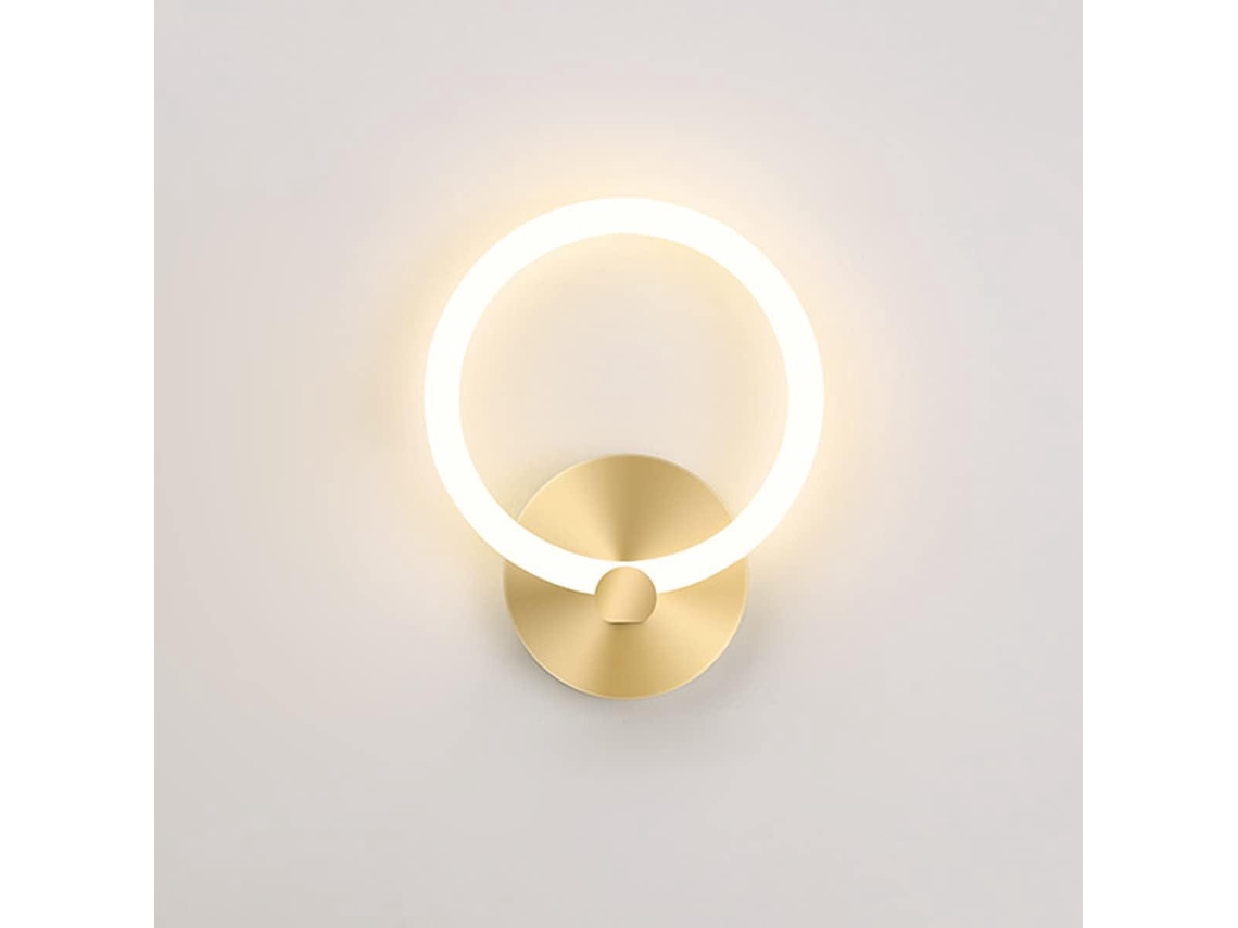 Luminária De Parede Led Redonda Dourada 19cm Para Quarto,sala,corredor,10w Btforus