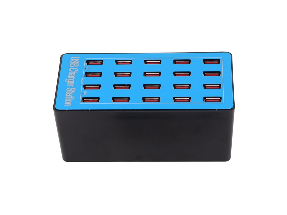 Carregador USB 20 Portas 100W com Ventilador