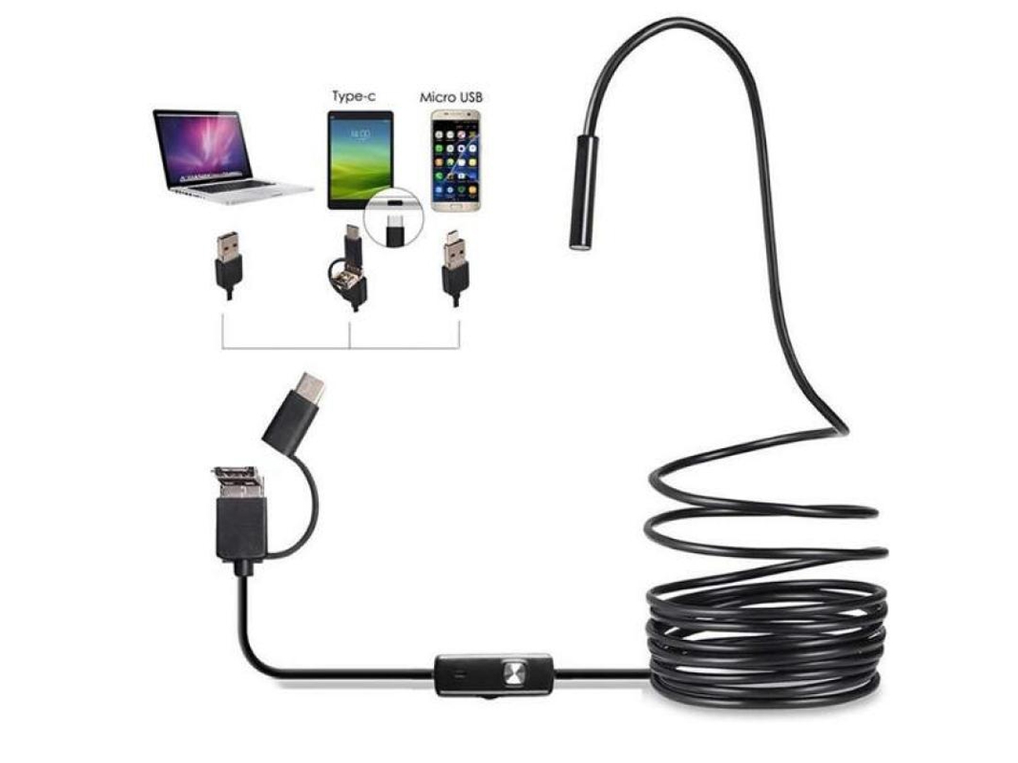 Câmara KKVOGMLE de Inspeção Compatível com Android Boroscópio Led Tipo C Usb 3,5