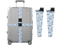 Conjunto De 2 Cintas Bagagem Coraland Com Estampa Água Viva Azul, Ideais Para Malas De Viagem Cintas Ajustáveis E