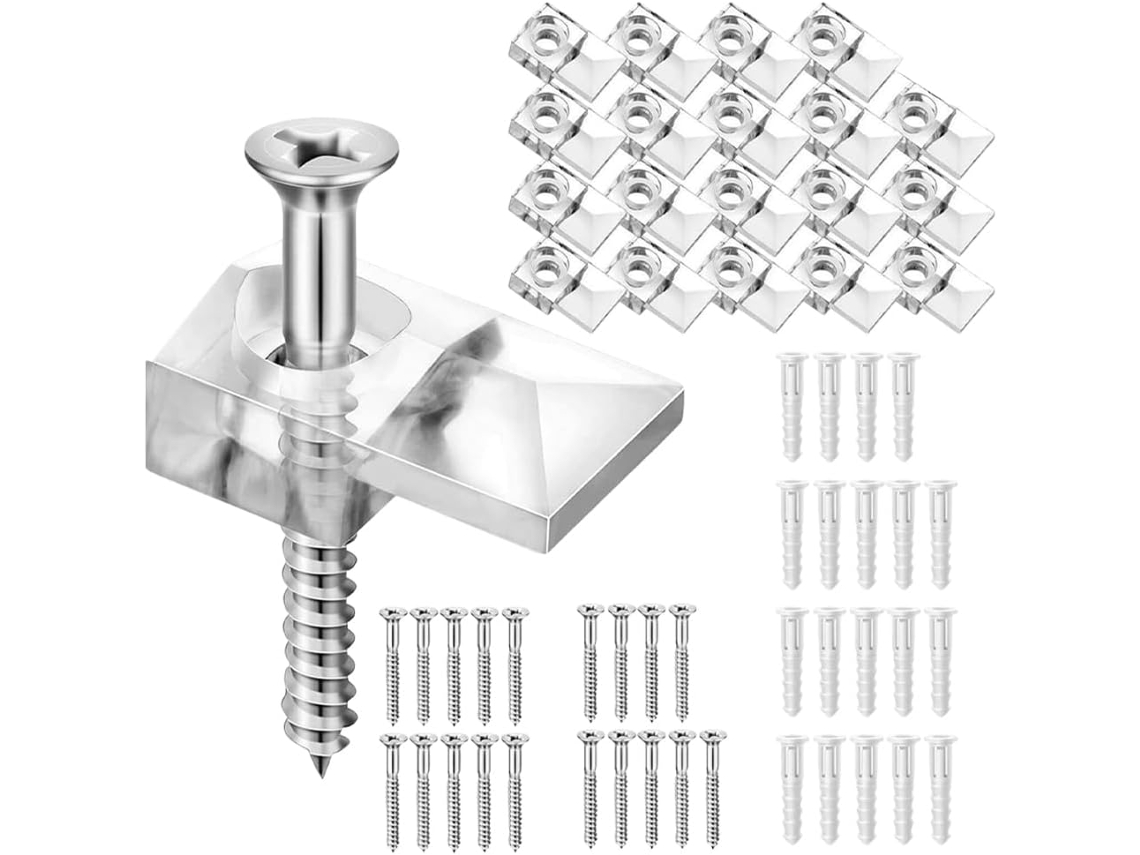 Homoyoyo Conjunto De 20-presilhas Para Espelhos, Suporte Para Vidro Transparente Com Parafusos, Instalação Segura Para
