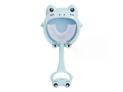 Escova de Dentes Infantil em Formato Sapo Desenho Animado, com Limpeza 360 Graus U, Feita Silic One Macio. Ideal para Hi GOKOCO