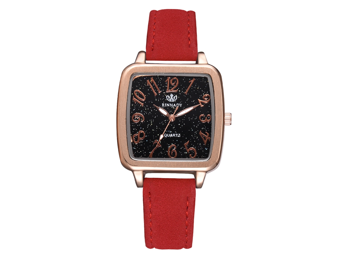 Relógio Analógico de Quartzo com Pulseira de Pu Ajustável Estilo Clássico Elegante Luxury (vermelho)
