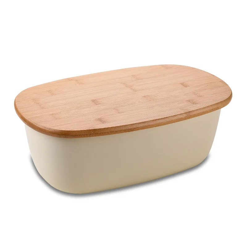 Caixa Oval para Guardar Pão com Tampa de Bambu, Ideal para Armazenar Sobremesas, Lanches, Etc., Perfeita para Cozinhas Domésticas. MDUG