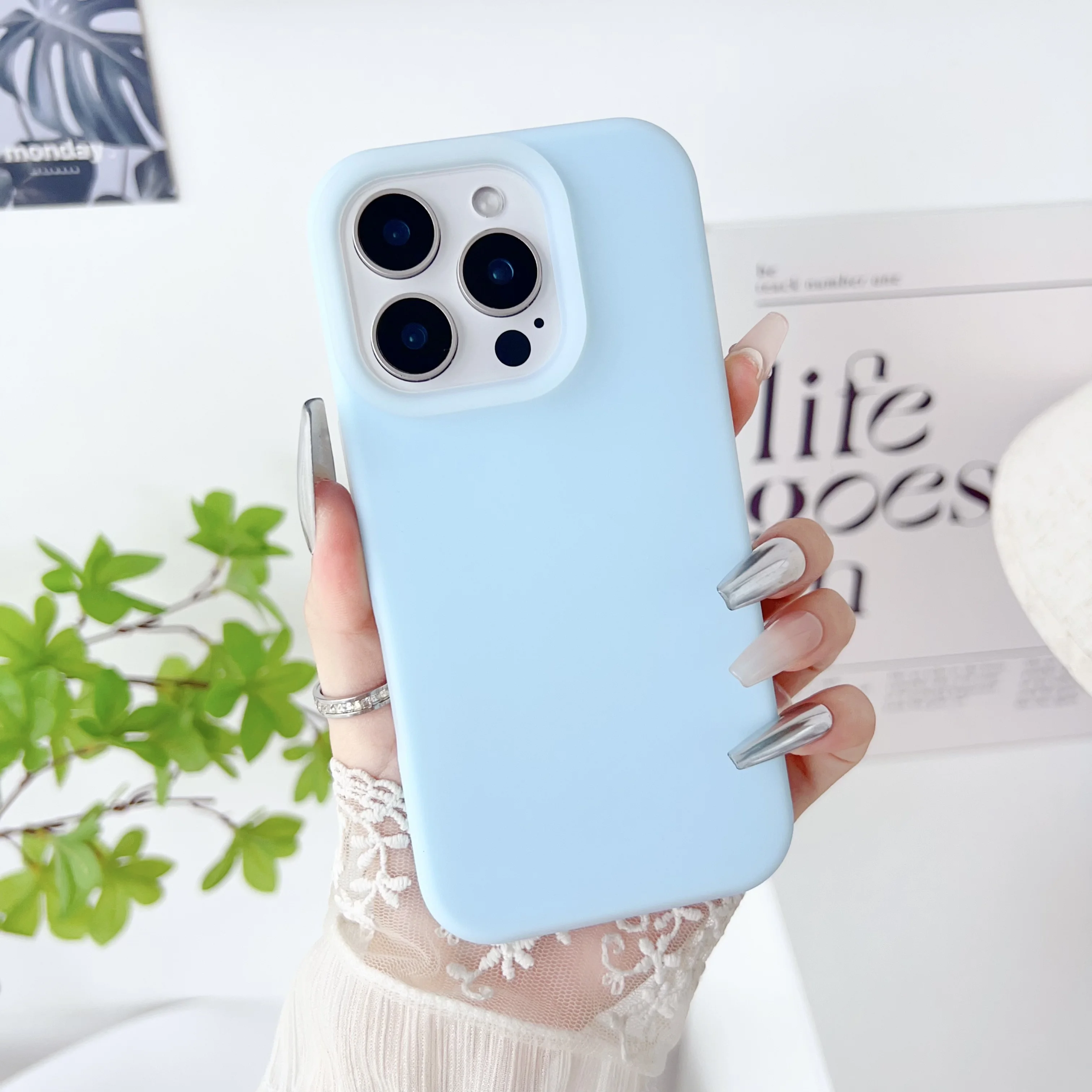 Capa De Celular Em Silicone Líquido (azul Para Iphone 12), Macia E Fosca, À Prova De Choque.