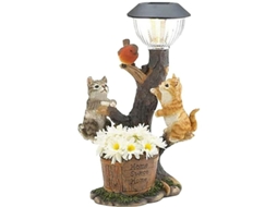 Nova Line lâmpada Solar de Resina com Escultura de Animal Coelho Gato para Jardim Ip65