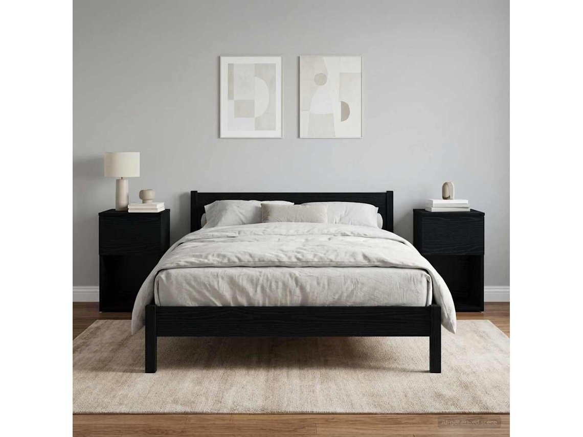 Vidaxl Armário De Cama 2 Unid. Carvalho Preto 29 X 31,5 X 49 Cm