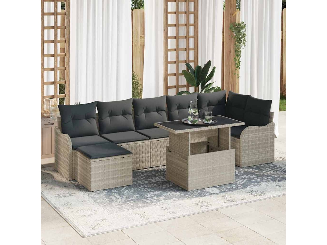 Vidaxl Conjunto De Sofá De Jardim 8 Unid. Cinzento-claro