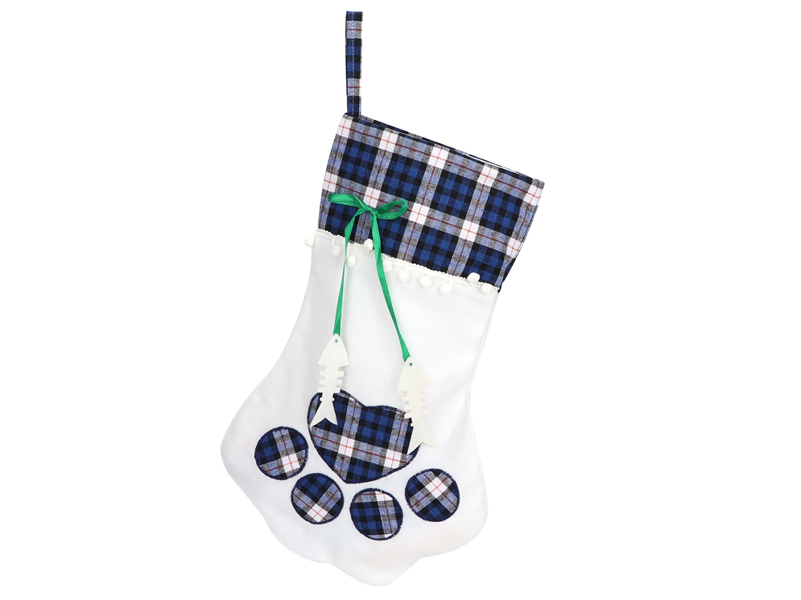 Bolsa Presente Natal Meia Pata Cão Forma Fofa Azul